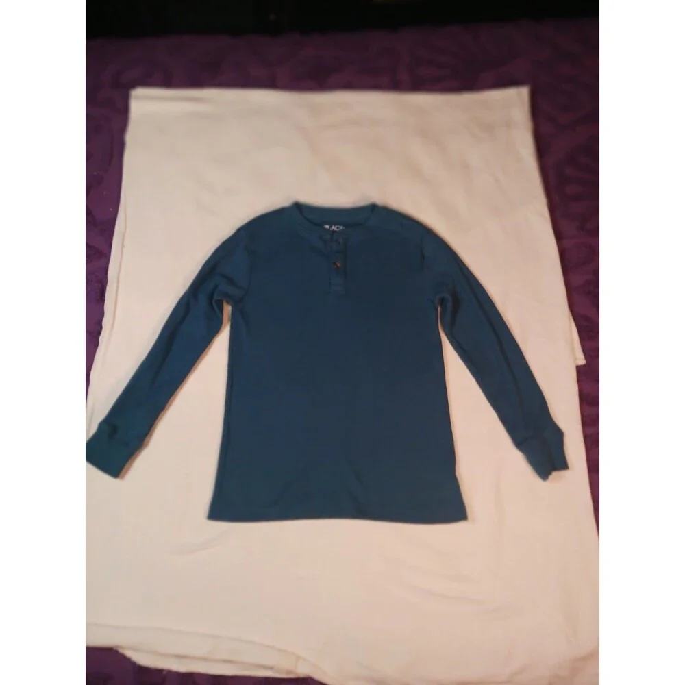 The Children's Place Boy's Thermal Henley Top  Blue Size 7